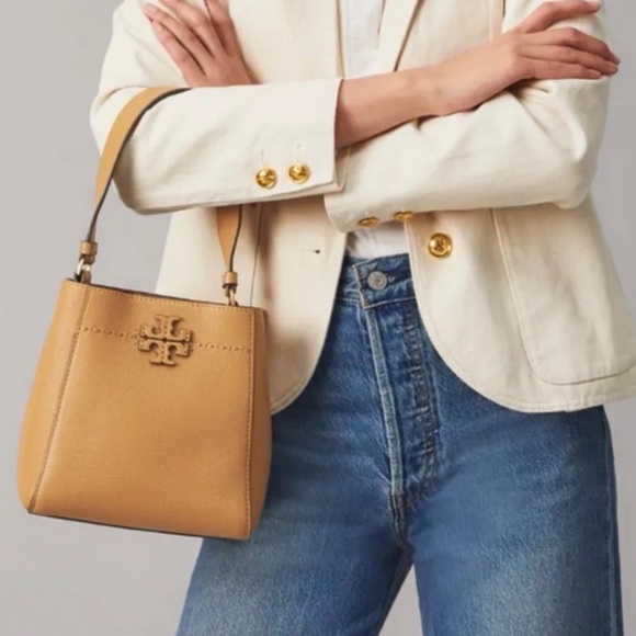 Tory Burch Handbags - Tory Burch Pebbled Leather Shoulder Bag in Tan/Camel
